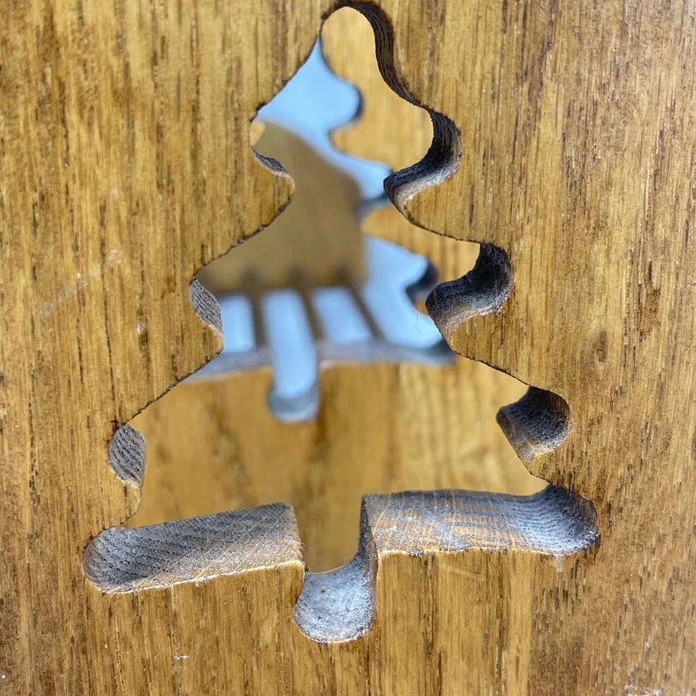 Vintage Wood Sliding Adjustable Book Rack Tree Cutout Rustic Cabin Decor 18